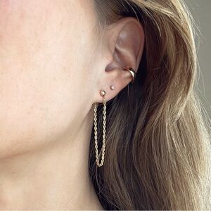 14k Solid Gold Chain Drop Earrings
